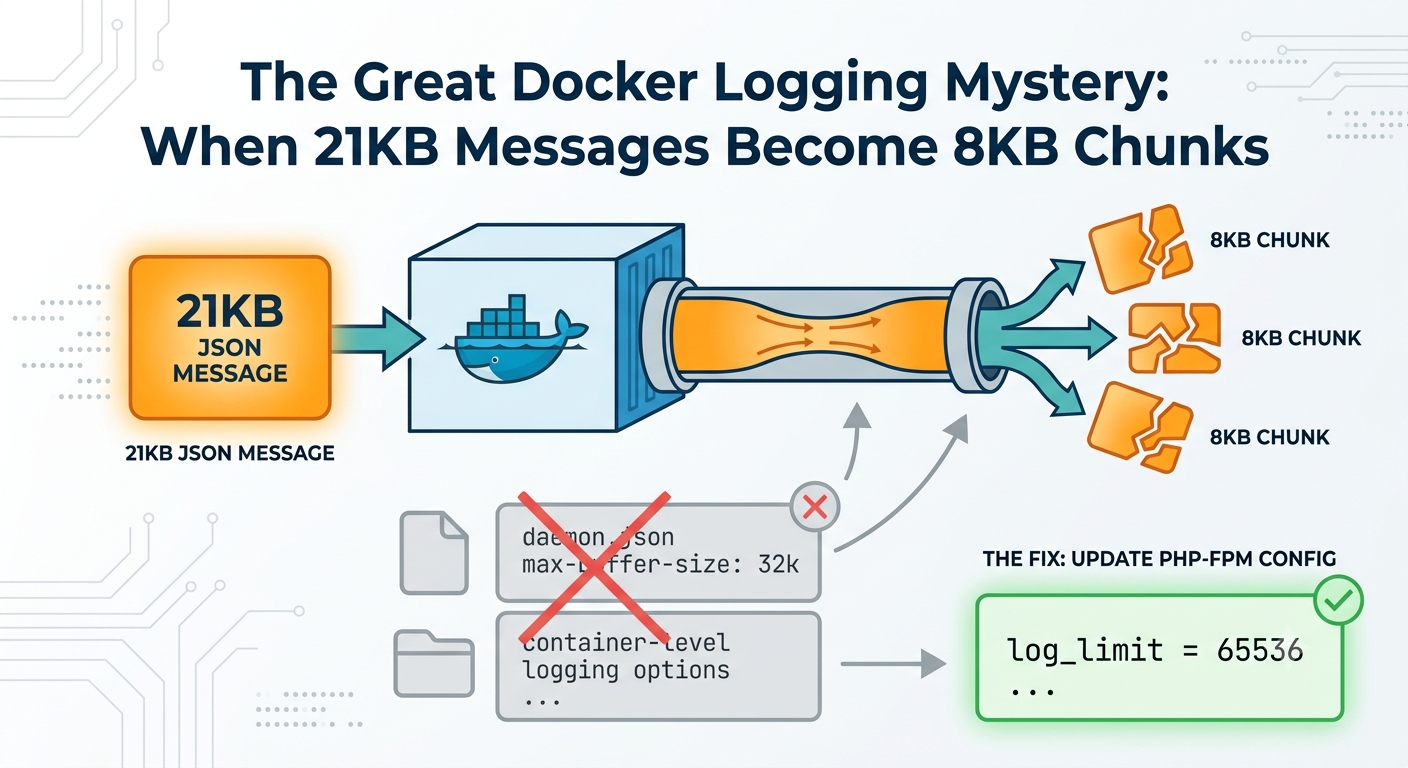The Great Docker Logging Mystery: When 21KB Messages Become 8KB Chunks